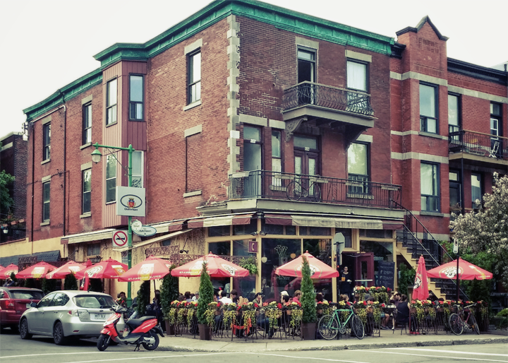 Outside the cafe